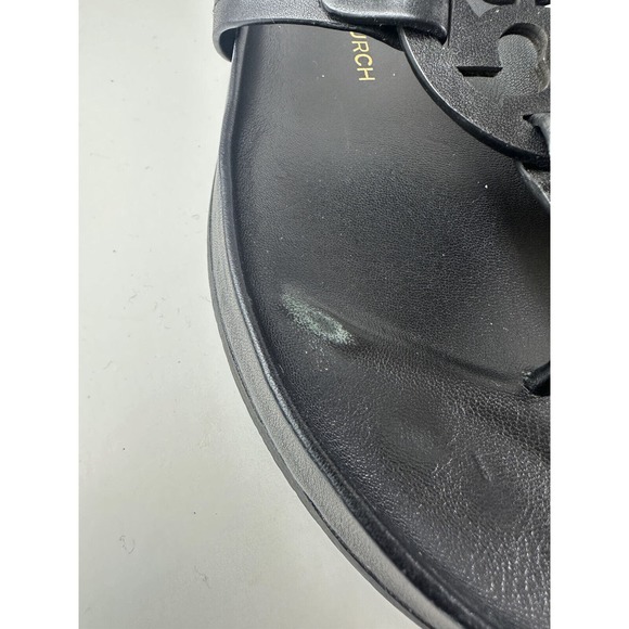 Tory Burch Miller Cloud Sandal Black Leather Flip Flops Women’s Size 8 Sandals - Picture 6 of 12